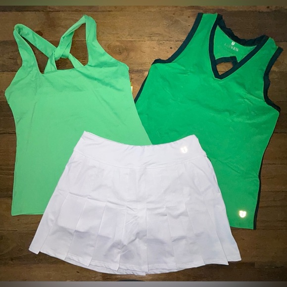 EleVen by Venus Williams Set of 2 Green sport tanks and and White tennis skort S - Picture 1 of 15